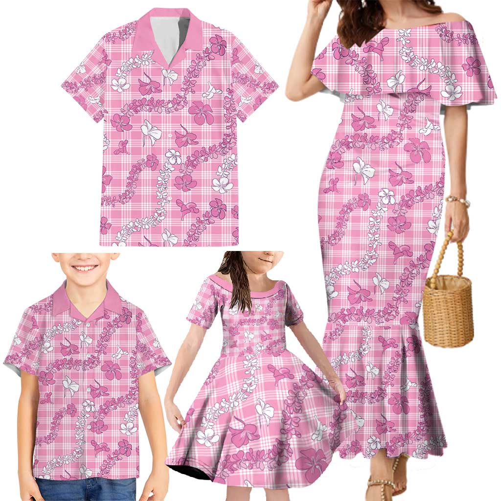 Alaka Aloha Hawaii Family Matching Mermaid Dress and Hawaiian Shirt Plumeria Lei With Palaka Motif LT14 - Polynesian Pride