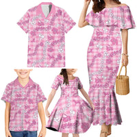 Alaka Aloha Hawaii Family Matching Mermaid Dress and Hawaiian Shirt Plumeria Lei With Palaka Motif LT14 - Polynesian Pride