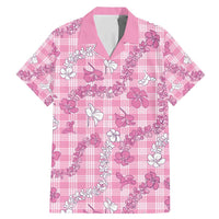 Alaka Aloha Hawaii Family Matching Mermaid Dress and Hawaiian Shirt Plumeria Lei With Palaka Motif LT14 Dad's Shirt - Short Sleeve Pink - Polynesian Pride