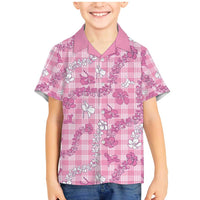 Alaka Aloha Hawaii Family Matching Mermaid Dress and Hawaiian Shirt Plumeria Lei With Palaka Motif LT14 Son's Shirt Pink - Polynesian Pride