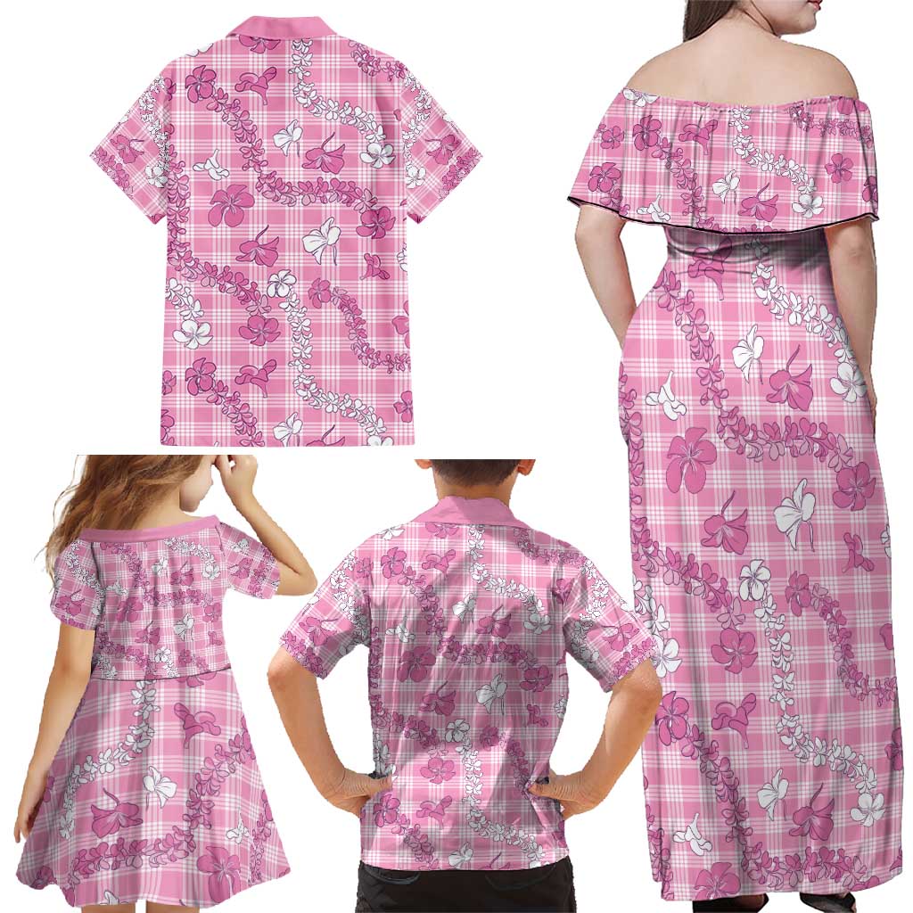 Alaka Aloha Hawaii Family Matching Off Shoulder Maxi Dress and Hawaiian Shirt Plumeria Lei With Palaka Motif LT14 - Polynesian Pride