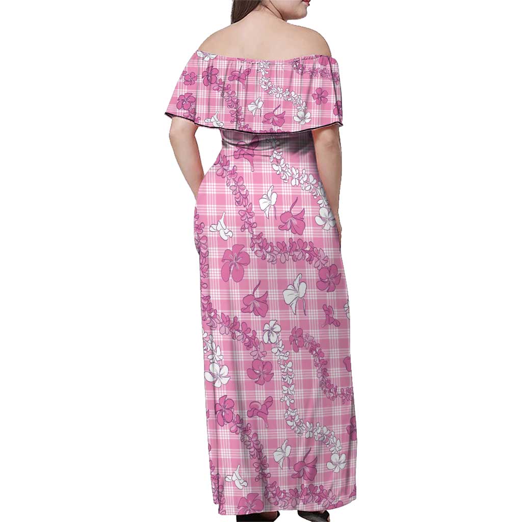 Alaka Aloha Hawaii Family Matching Off Shoulder Maxi Dress and Hawaiian Shirt Plumeria Lei With Palaka Motif LT14 - Polynesian Pride