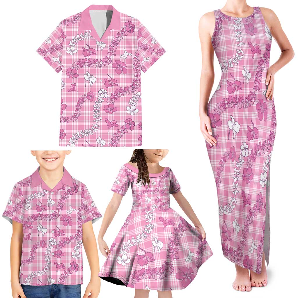 Alaka Aloha Hawaii Family Matching Tank Maxi Dress and Hawaiian Shirt Plumeria Lei With Palaka Motif LT14 - Polynesian Pride