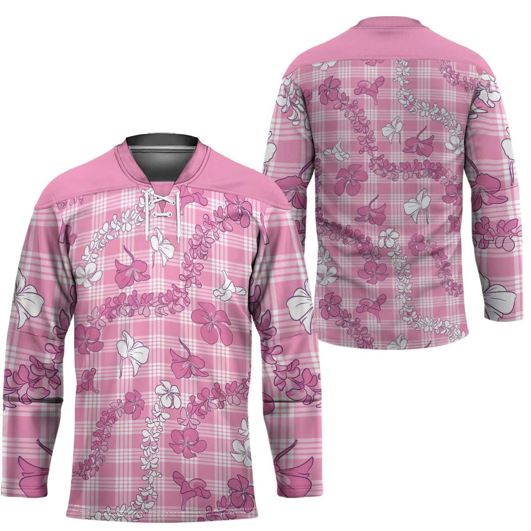 Alaka Aloha Hawaii Hockey Jersey Plumeria Lei With Palaka Motif - Polynesian Pride