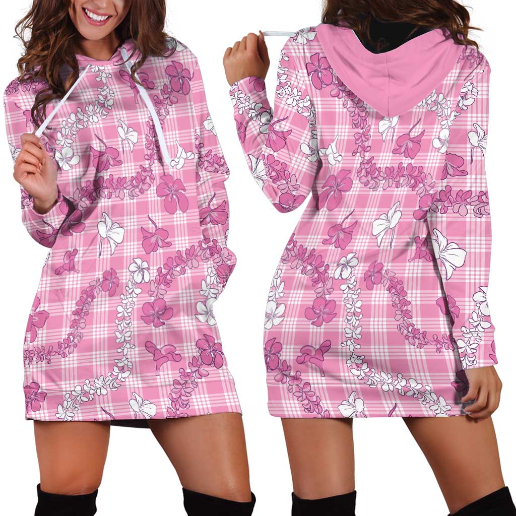 Alaka Aloha Hawaii Hoodie Dress Plumeria Lei With Palaka Motif - Polynesian Pride