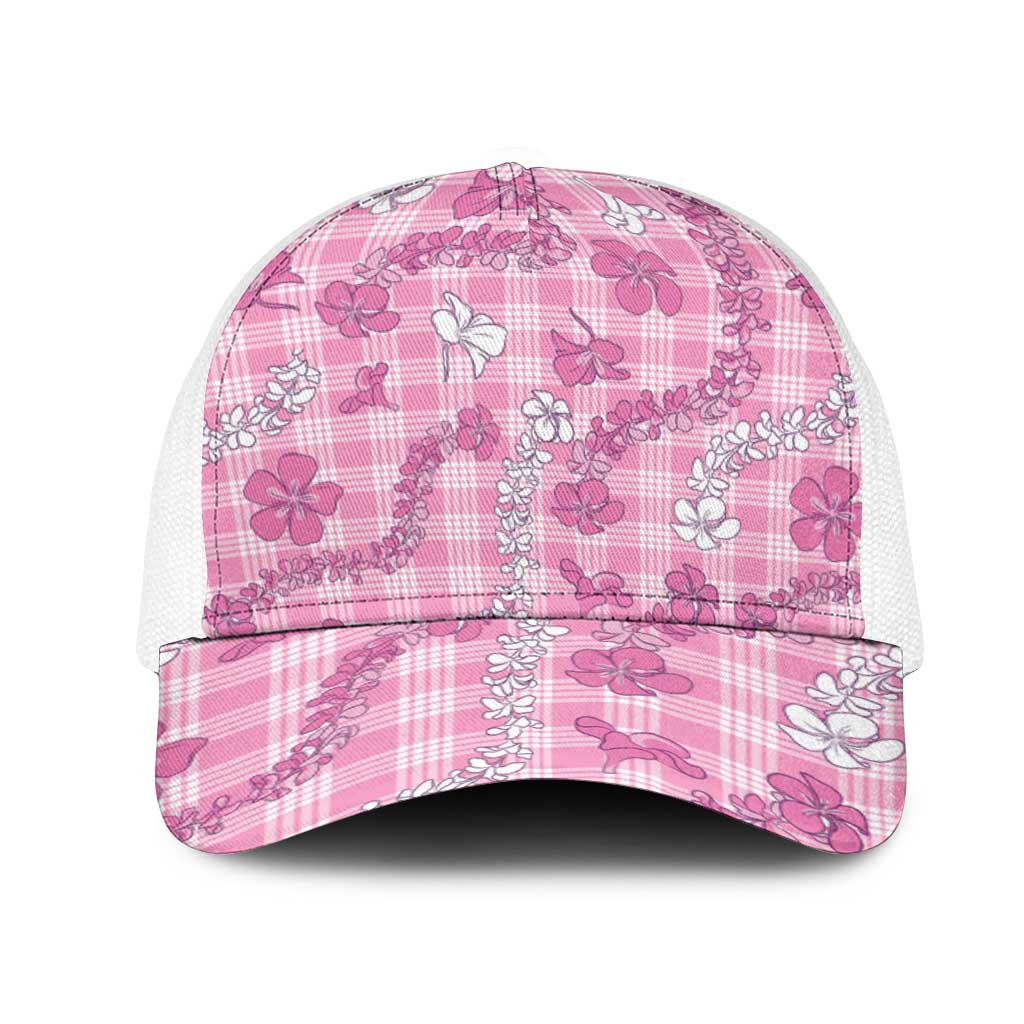 Alaka Aloha Hawaii Mesh Trucker Cap Plumeria Lei With Palaka Motif - Polynesian Pride