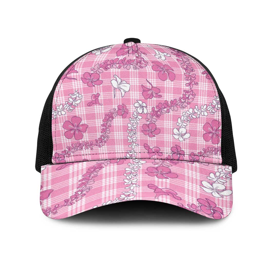 Alaka Aloha Hawaii Mesh Trucker Cap Plumeria Lei With Palaka Motif - Polynesian Pride