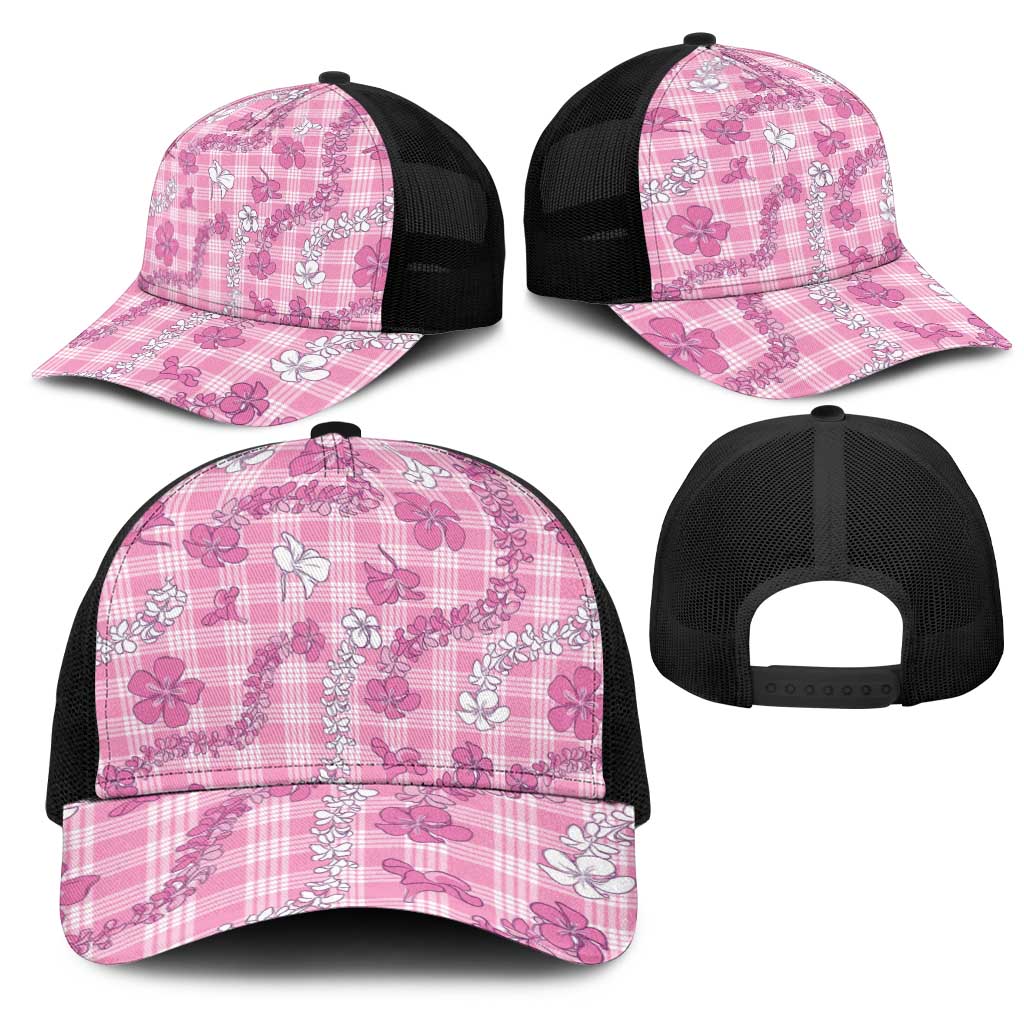 Alaka Aloha Hawaii Mesh Trucker Cap Plumeria Lei With Palaka Motif - Polynesian Pride