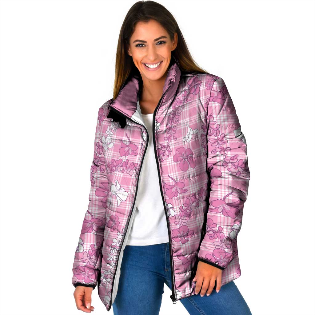 Alaka Aloha Hawaii Padded Jacket Plumeria Lei With Palaka Motif - Polynesian Pride