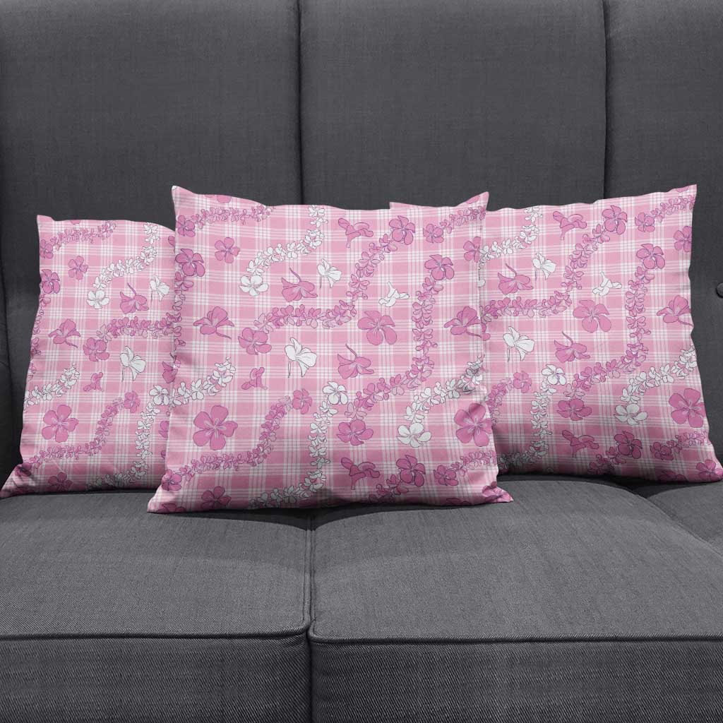 Alaka Aloha Hawaii Pillow Cover Plumeria Lei With Palaka Motif - Polynesian Pride