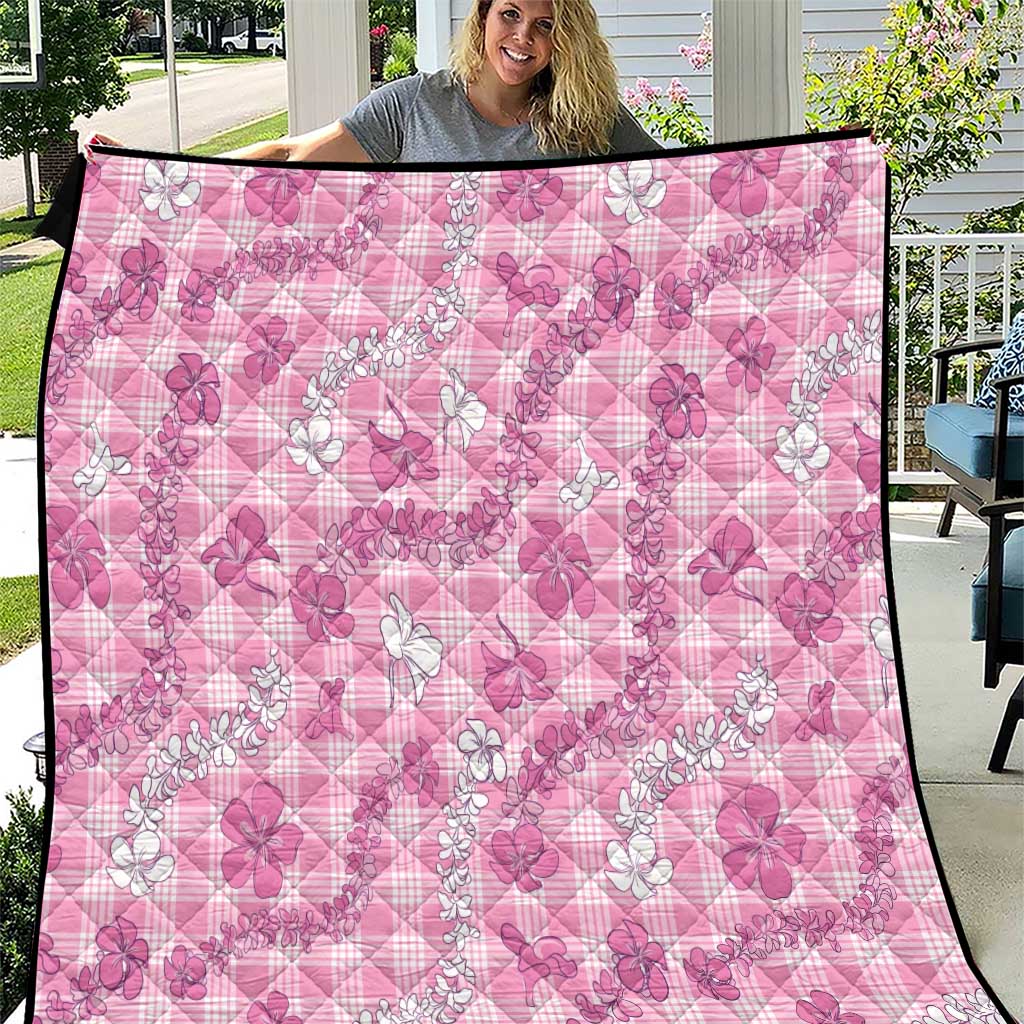 Alaka Aloha Hawaii Quilt Plumeria Lei With Palaka Motif LT14 Pink - Polynesian Pride