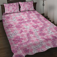 Alaka Aloha Hawaii Quilt Bed Set Plumeria Lei With Palaka Motif LT14 Pink - Polynesian Pride