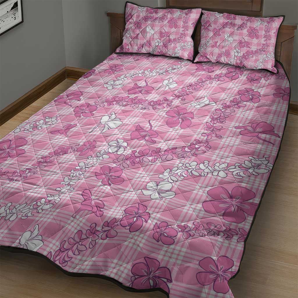 Alaka Aloha Hawaii Quilt Bed Set Plumeria Lei With Palaka Motif LT14 - Polynesian Pride