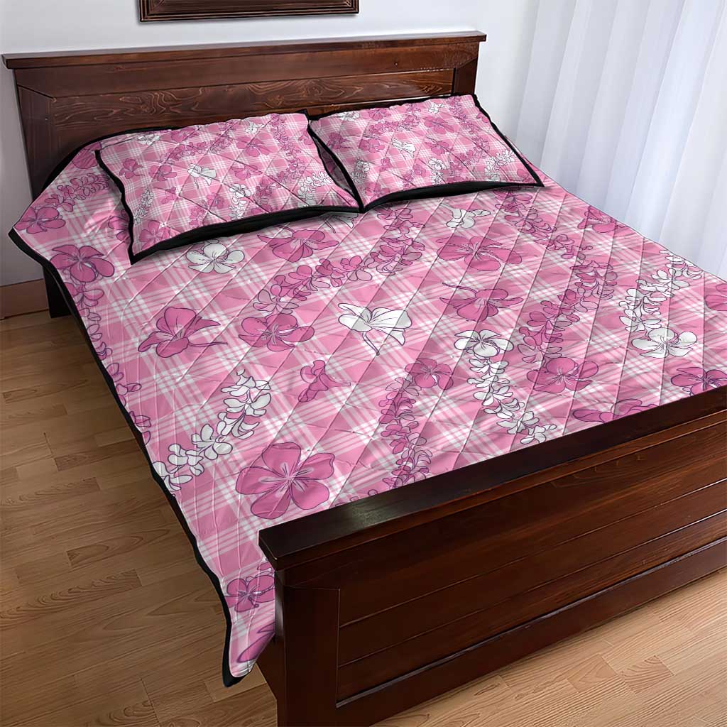 Alaka Aloha Hawaii Quilt Bed Set Plumeria Lei With Palaka Motif LT14 - Polynesian Pride