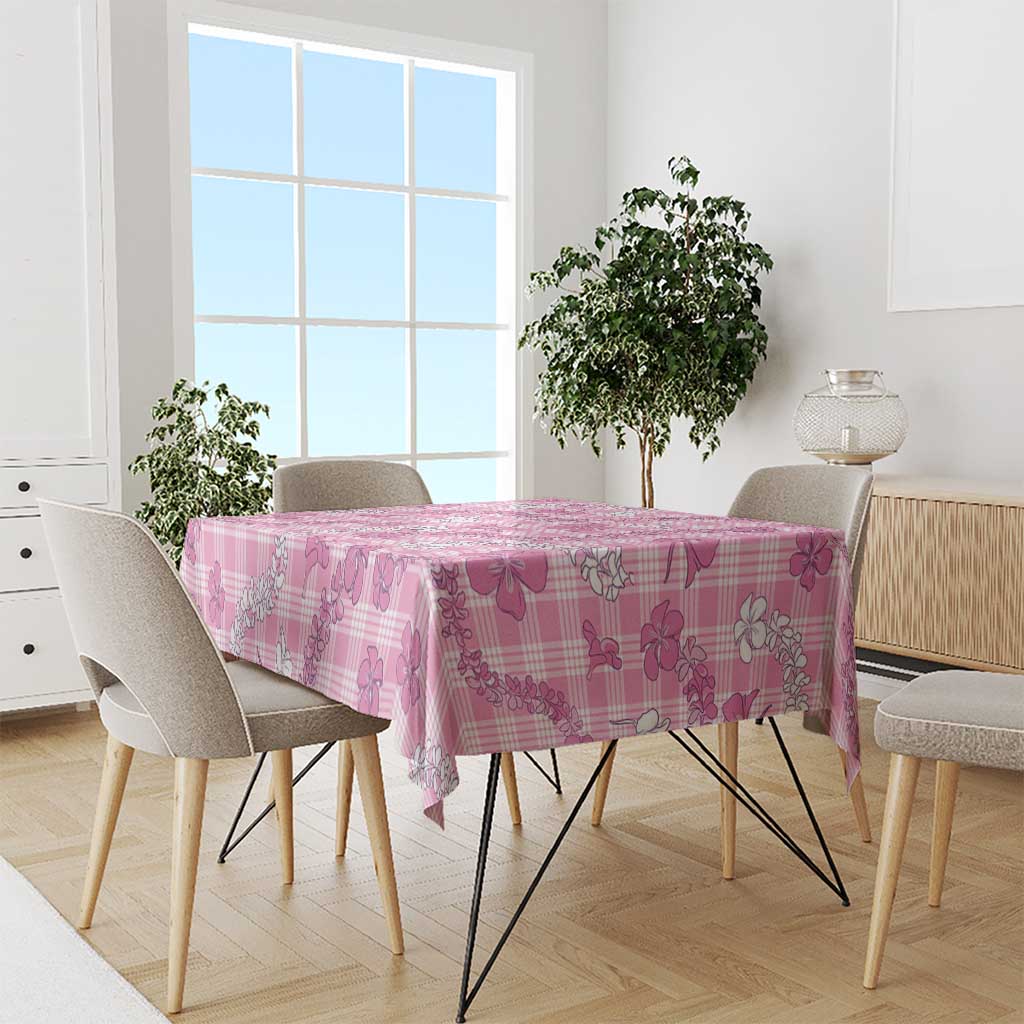 Alaka Aloha Hawaii Tablecloth Plumeria Lei With Palaka Motif - Polynesian Pride