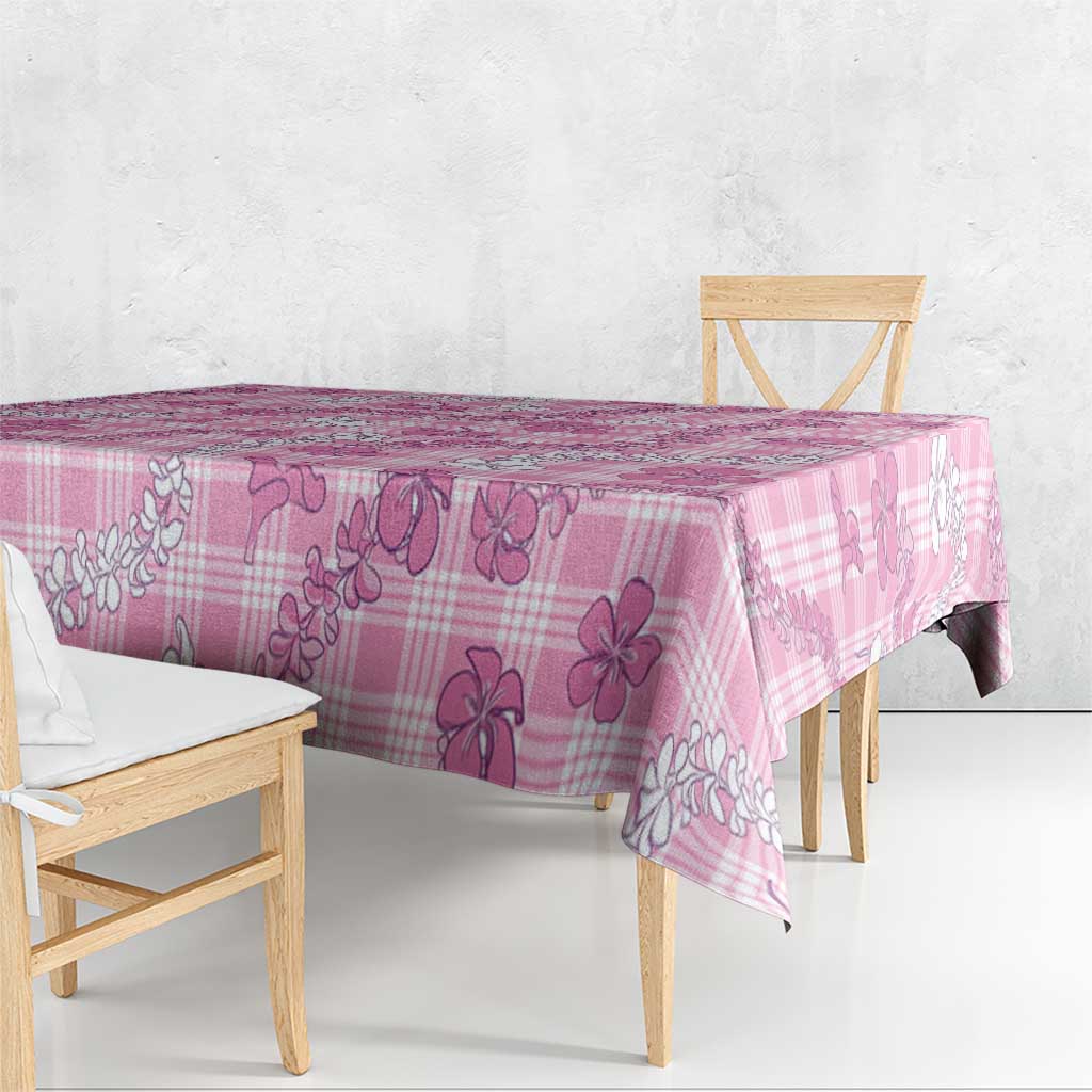 Alaka Aloha Hawaii Tablecloth Plumeria Lei With Palaka Motif - Polynesian Pride