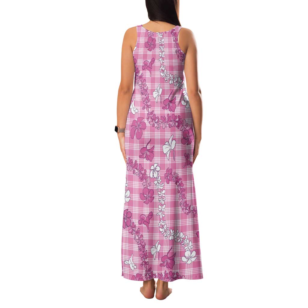 Alaka Aloha Hawaii Tank Maxi Dress Plumeria Lei With Palaka Motif - Polynesian Pride