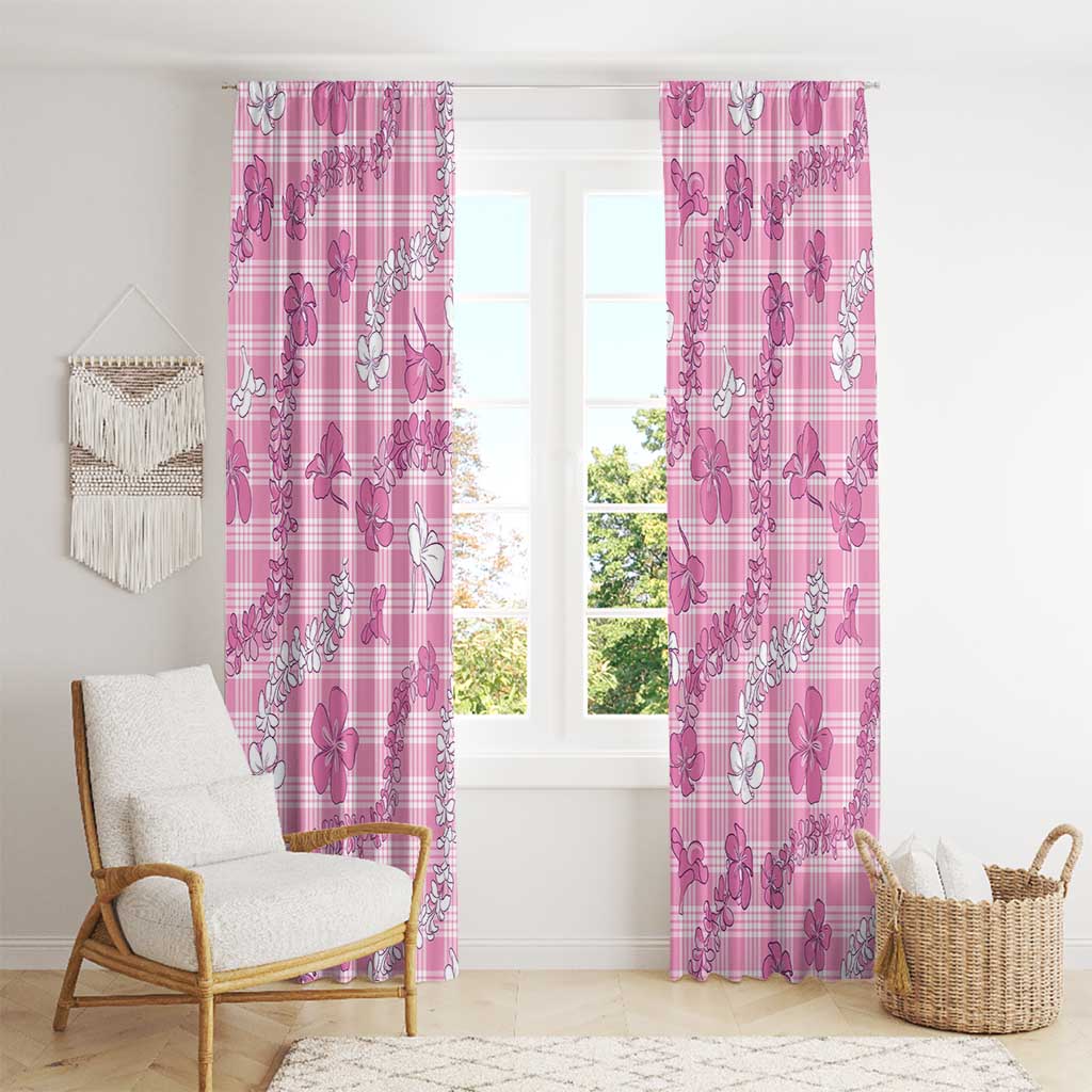 Alaka Aloha Hawaii Window Curtain Plumeria Lei With Palaka Motif - Polynesian Pride