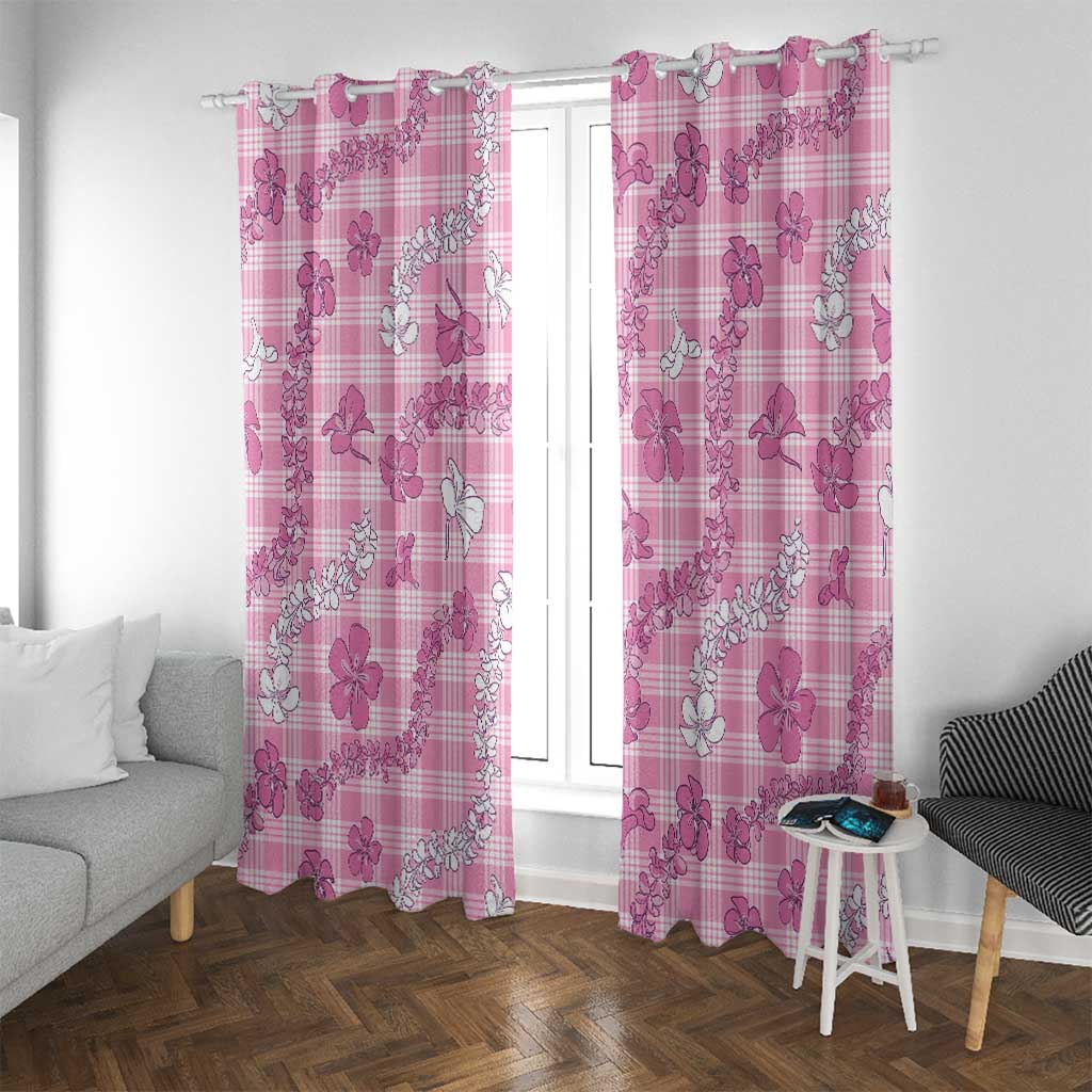 Alaka Aloha Hawaii Window Curtain Plumeria Lei With Palaka Motif - Polynesian Pride