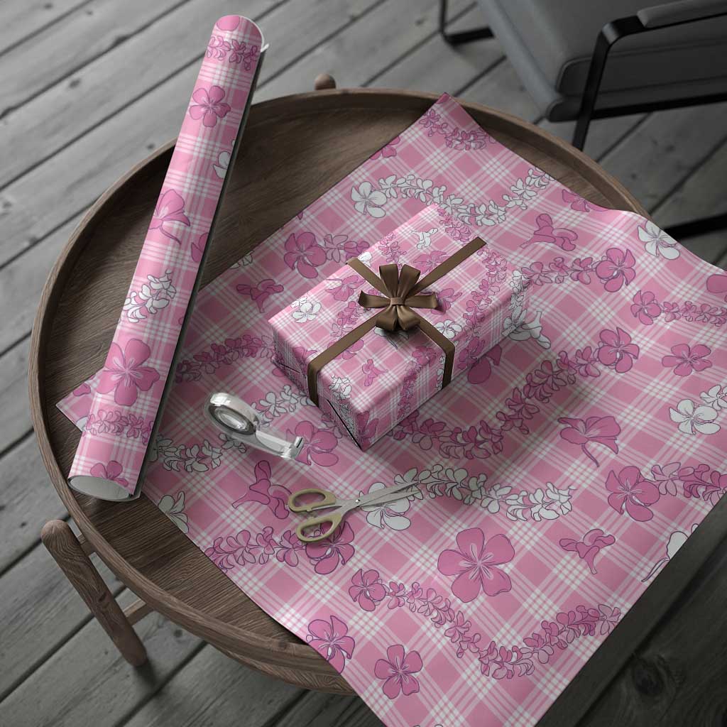 Alaka Aloha Hawaii Wrapping Paper Plumeria Lei With Palaka Motif - Polynesian Pride