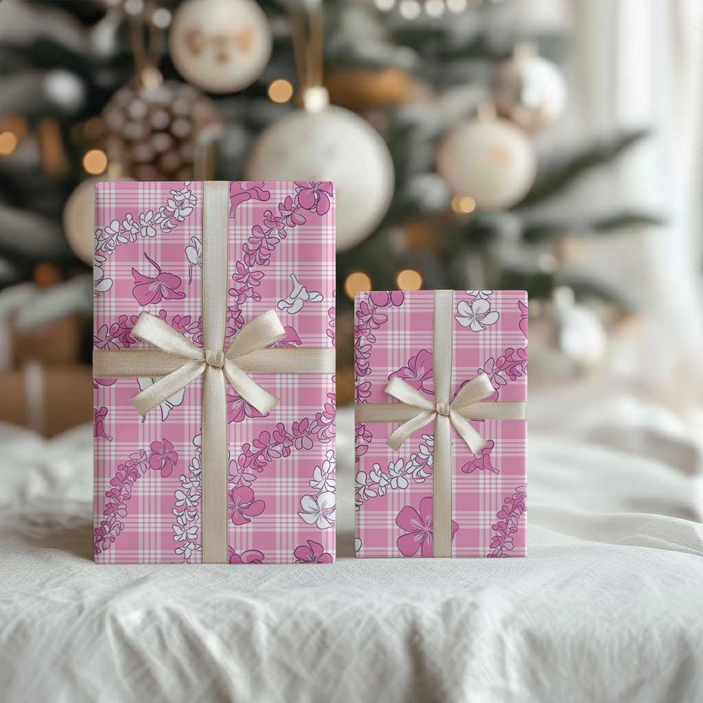 Alaka Aloha Hawaii Wrapping Paper Plumeria Lei With Palaka Motif - Polynesian Pride