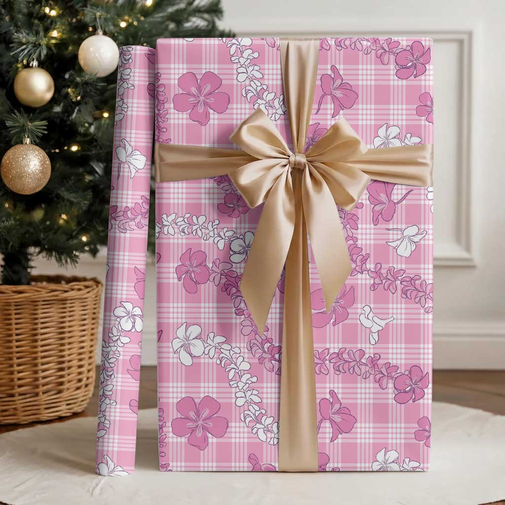 Alaka Aloha Hawaii Wrapping Paper Plumeria Lei With Palaka Motif - Polynesian Pride