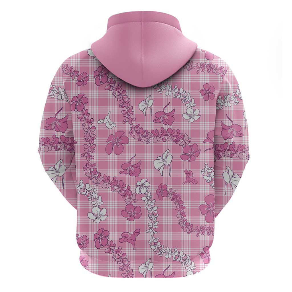 Alaka Aloha Hawaii Zip Hoodie Plumeria Lei With Palaka Motif - Polynesian Pride