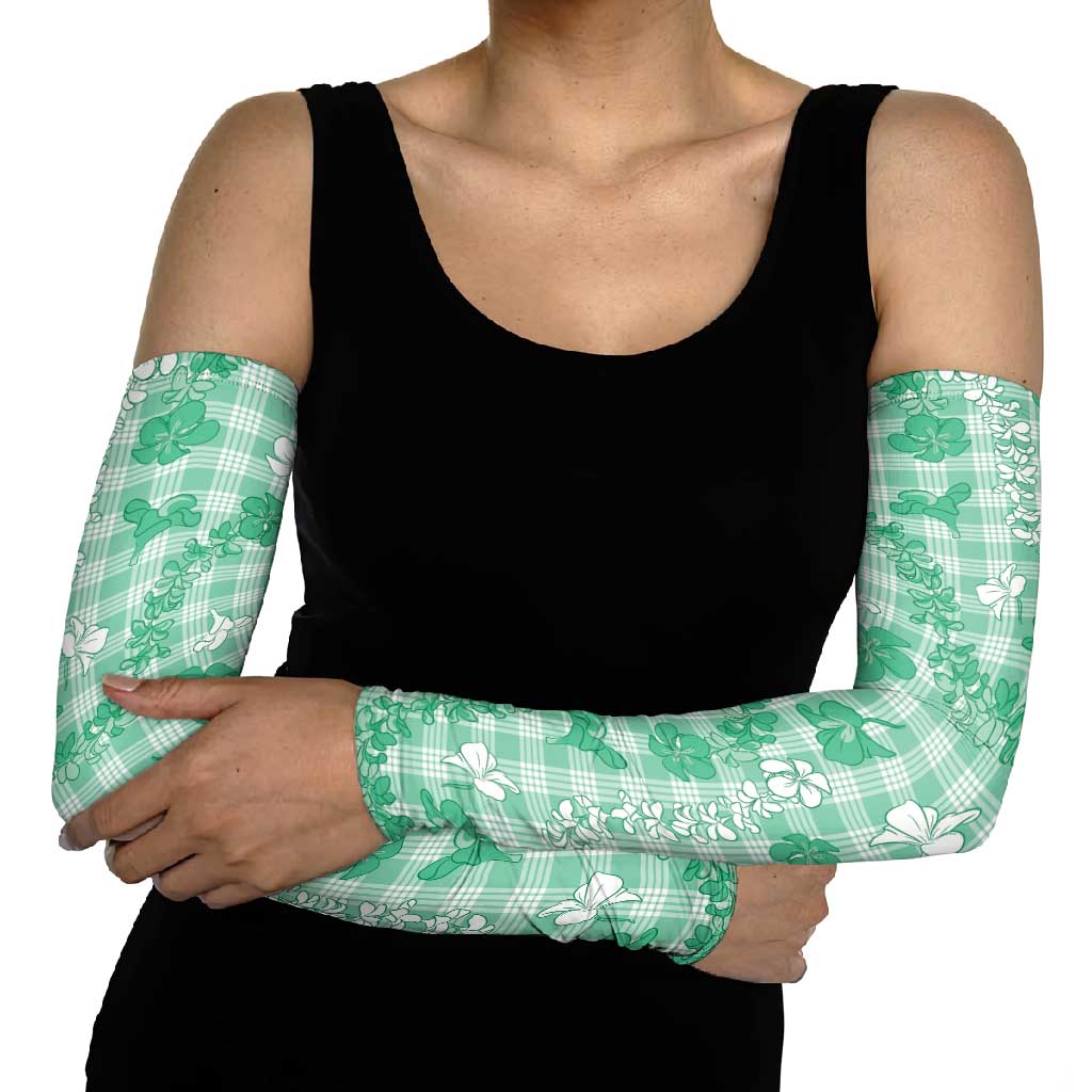 Omaomao Aloha Hawaii Arm Sleeves Plumeria Lei With Palaka Motif LT14 - Polynesian Pride