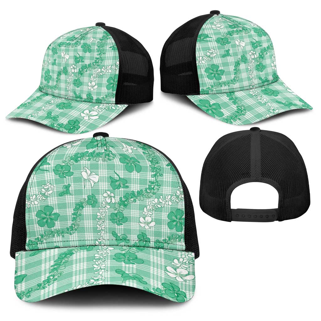 Omaomao Aloha Hawaii Baseball Net Cap Plumeria Lei With Palaka Motif LT14 - Polynesian Pride