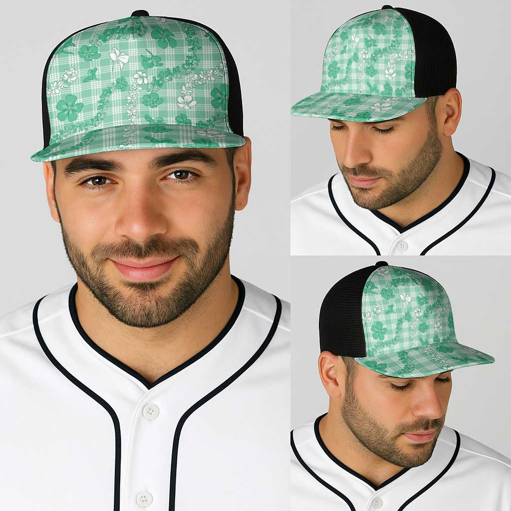 Omaomao Aloha Hawaii Baseball Net Cap Plumeria Lei With Palaka Motif LT14 - Polynesian Pride