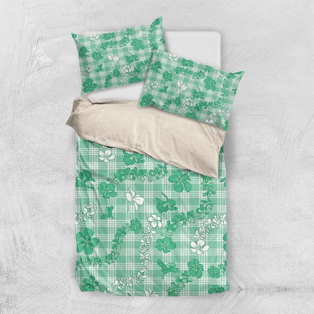 Omaomao Aloha Hawaii Bedding Set Plumeria Lei With Palaka Motif - Polynesian Pride