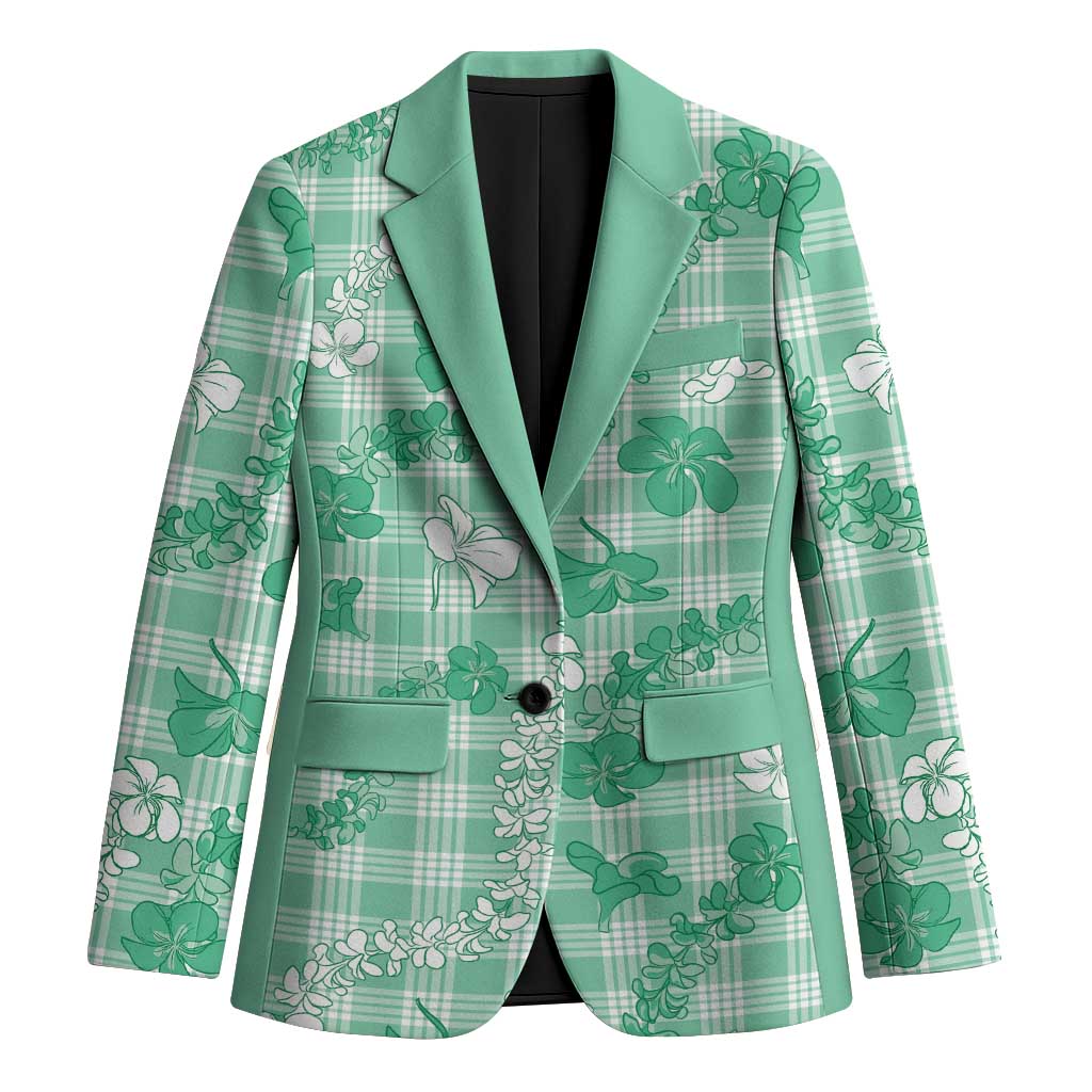 Omaomao Aloha Hawaii Blazer Plumeria Lei With Palaka Motif LT14 Unisex Green - Polynesian Pride