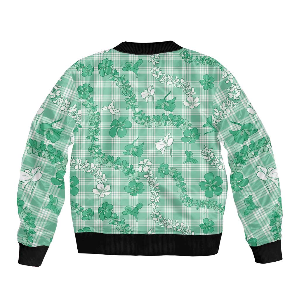 Omaomao Aloha Hawaii Bomber Jacket Plumeria Lei With Palaka Motif - Polynesian Pride