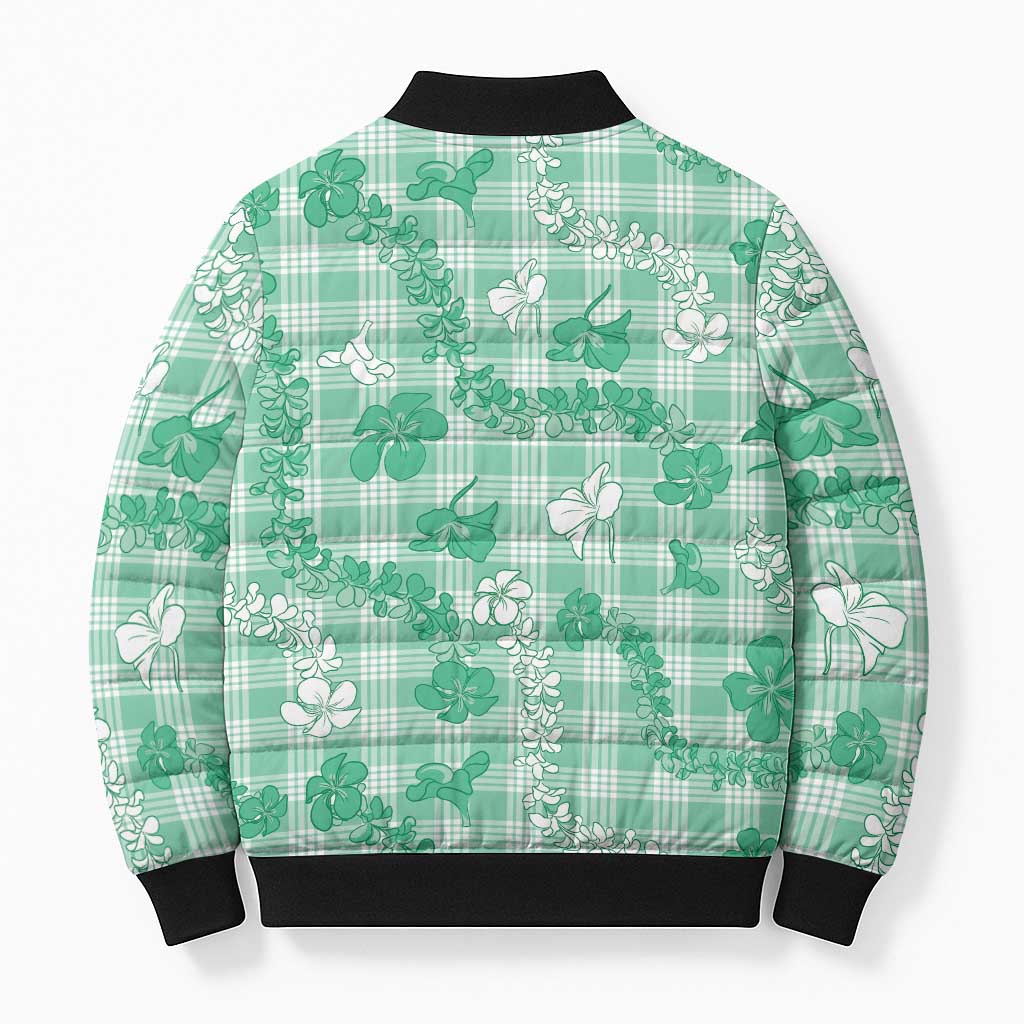 Omaomao Aloha Hawaii Bomber Puffer Jacket Plumeria Lei With Palaka Motif LT14 - Polynesian Pride