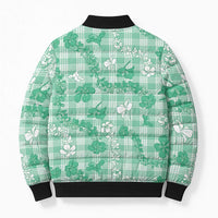 Omaomao Aloha Hawaii Bomber Puffer Jacket Plumeria Lei With Palaka Motif LT14 - Polynesian Pride