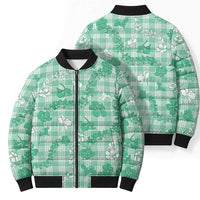 Omaomao Aloha Hawaii Bomber Puffer Jacket Plumeria Lei With Palaka Motif LT14 - Polynesian Pride
