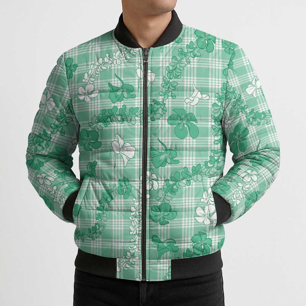 Omaomao Aloha Hawaii Bomber Puffer Jacket Plumeria Lei With Palaka Motif LT14 - Polynesian Pride