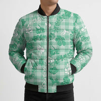 Omaomao Aloha Hawaii Bomber Puffer Jacket Plumeria Lei With Palaka Motif LT14 - Polynesian Pride
