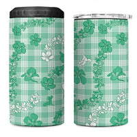 Omaomao Aloha Hawaii 4 in 1 Can Cooler Tumbler Plumeria Lei With Palaka Motif - Polynesian Pride