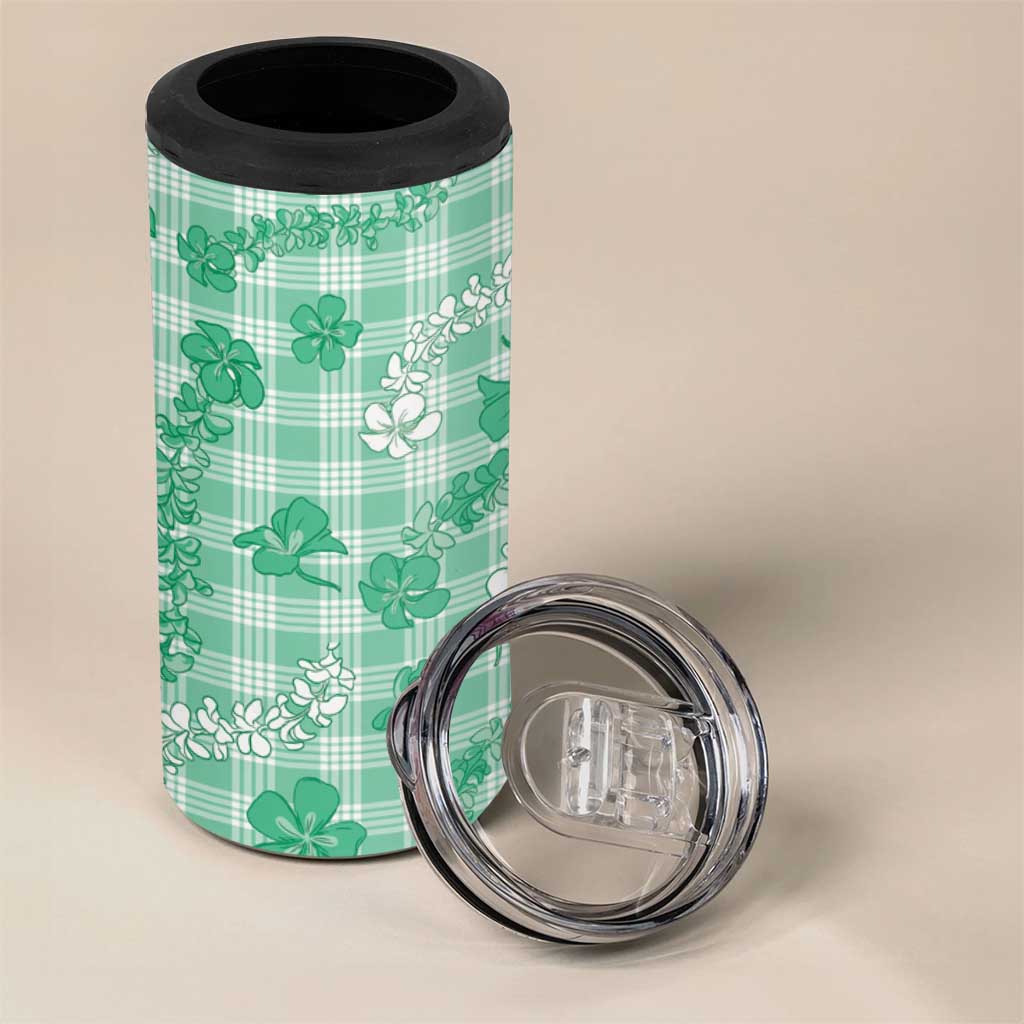 Omaomao Aloha Hawaii 4 in 1 Can Cooler Tumbler Plumeria Lei With Palaka Motif - Polynesian Pride
