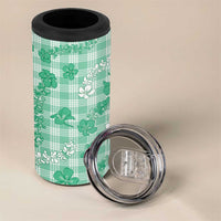 Omaomao Aloha Hawaii 4 in 1 Can Cooler Tumbler Plumeria Lei With Palaka Motif - Polynesian Pride