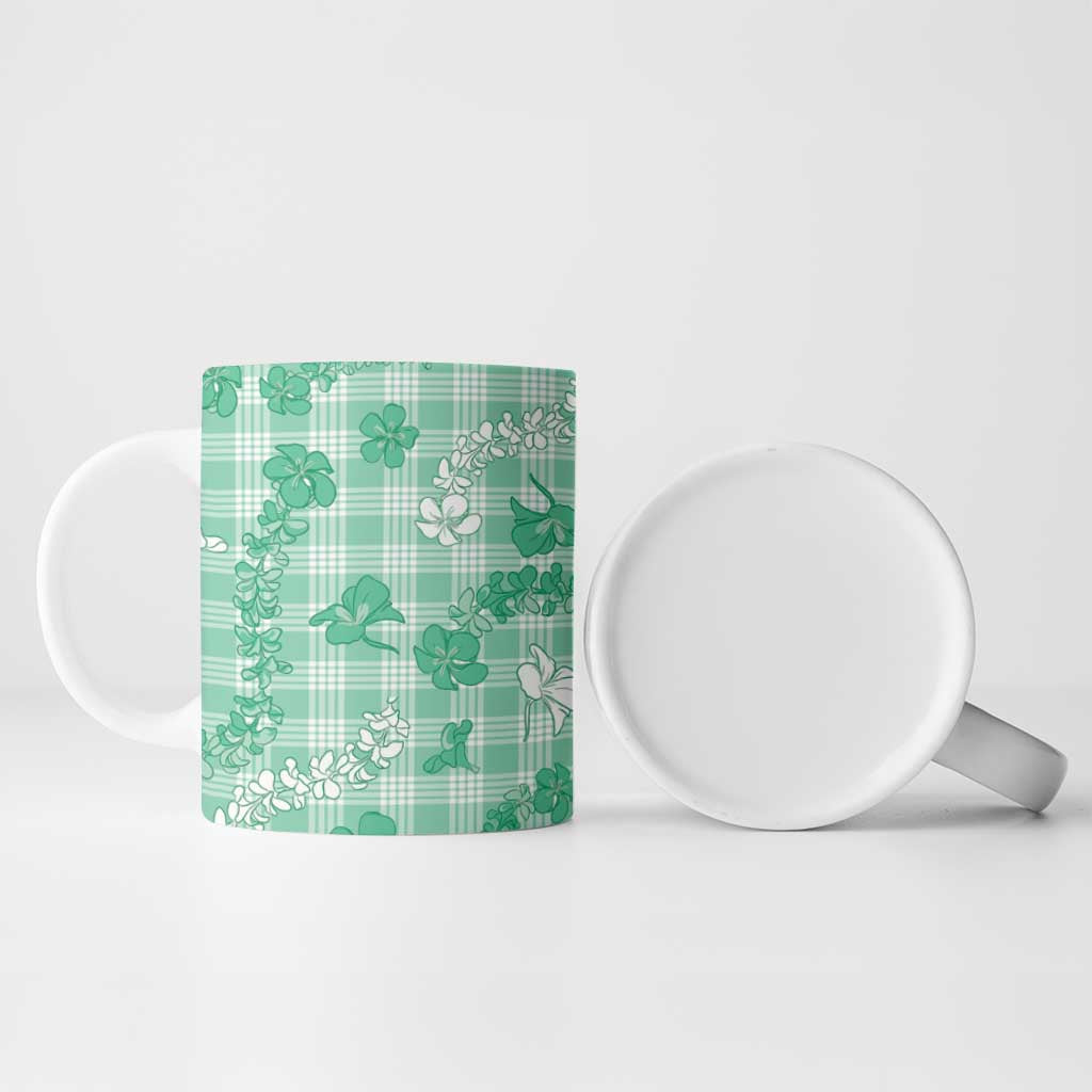 Omaomao Aloha Hawaii Ceramic Mug Plumeria Lei With Palaka Motif - Polynesian Pride