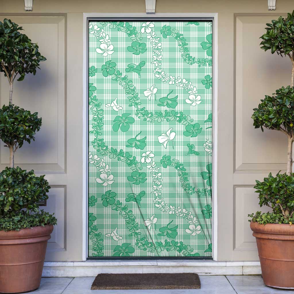 Omaomao Aloha Hawaii Door Cover Plumeria Lei With Palaka Motif LT14 Green - Polynesian Pride
