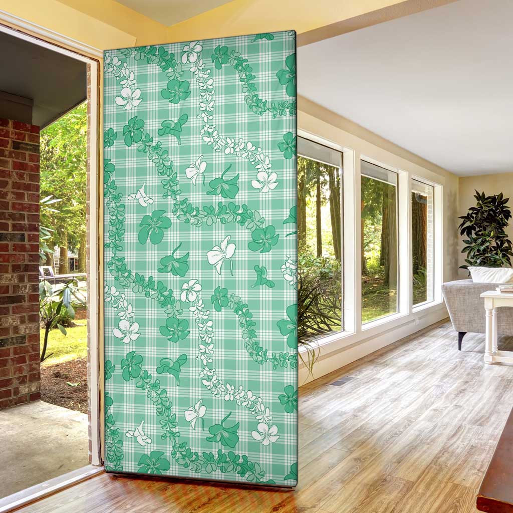 Omaomao Aloha Hawaii Door Cover Plumeria Lei With Palaka Motif - Polynesian Pride