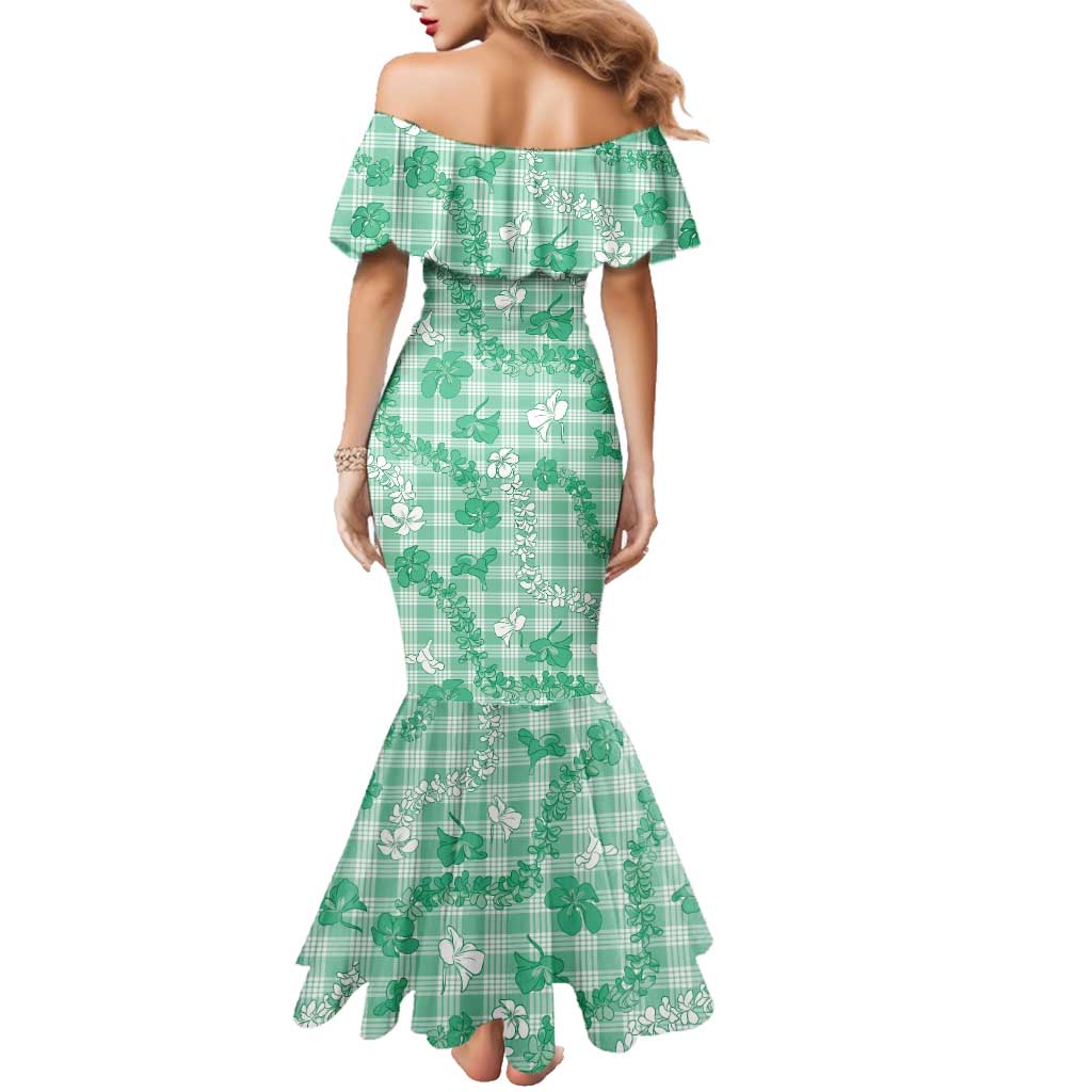 Omaomao Aloha Hawaii Family Matching Mermaid Dress and Hawaiian Shirt Plumeria Lei With Palaka Motif LT14 - Polynesian Pride