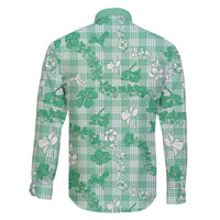 Omaomao Aloha Hawaii Family Matching Off The Shoulder Long Sleeve Dress and Hawaiian Shirt Plumeria Lei With Palaka Motif LT14 - Polynesian Pride