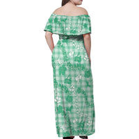 Omaomao Aloha Hawaii Family Matching Off Shoulder Maxi Dress and Hawaiian Shirt Plumeria Lei With Palaka Motif LT14 - Polynesian Pride