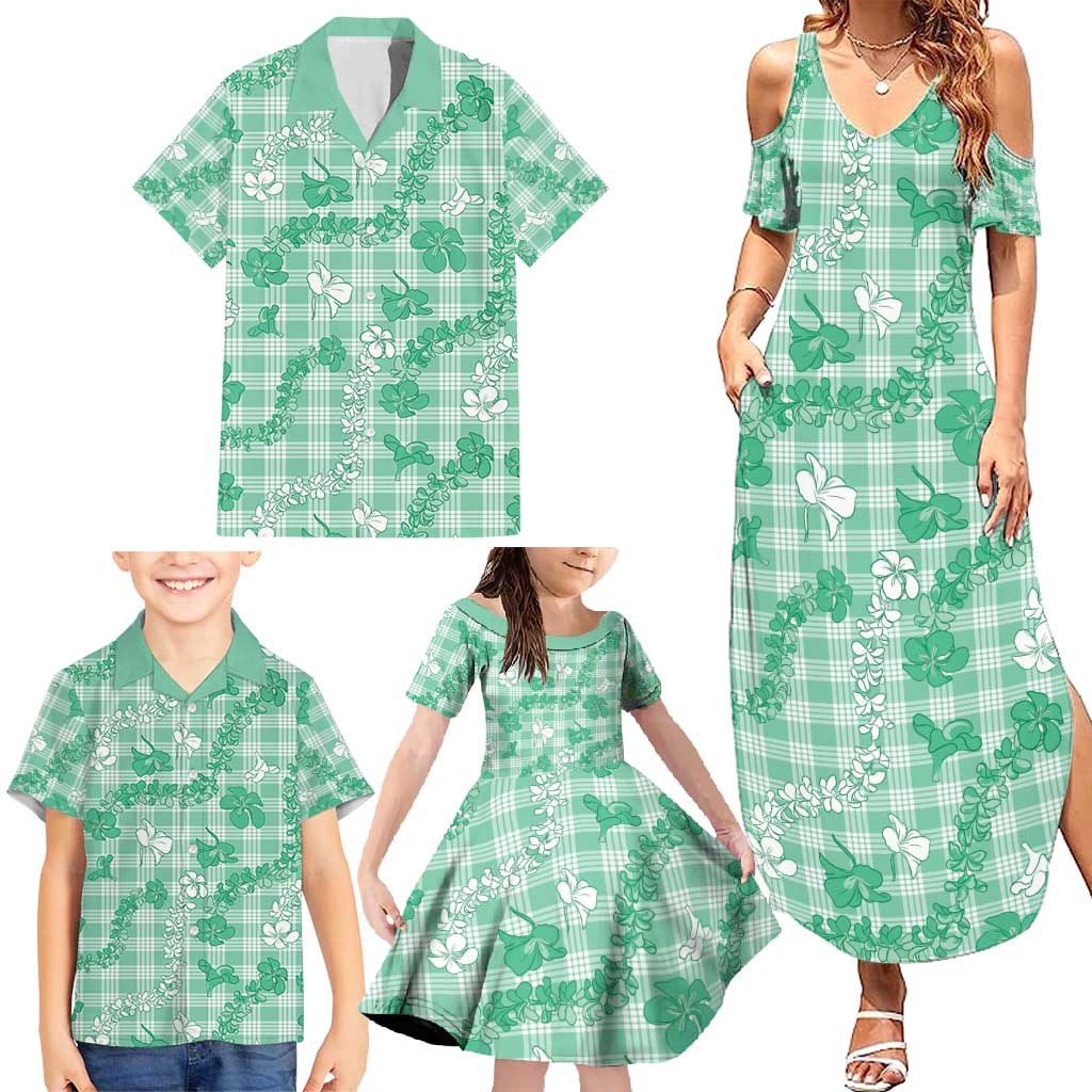 Omaomao Aloha Hawaii Family Matching Summer Maxi Dress and Hawaiian Shirt Plumeria Lei With Palaka Motif LT14 - Polynesian Pride