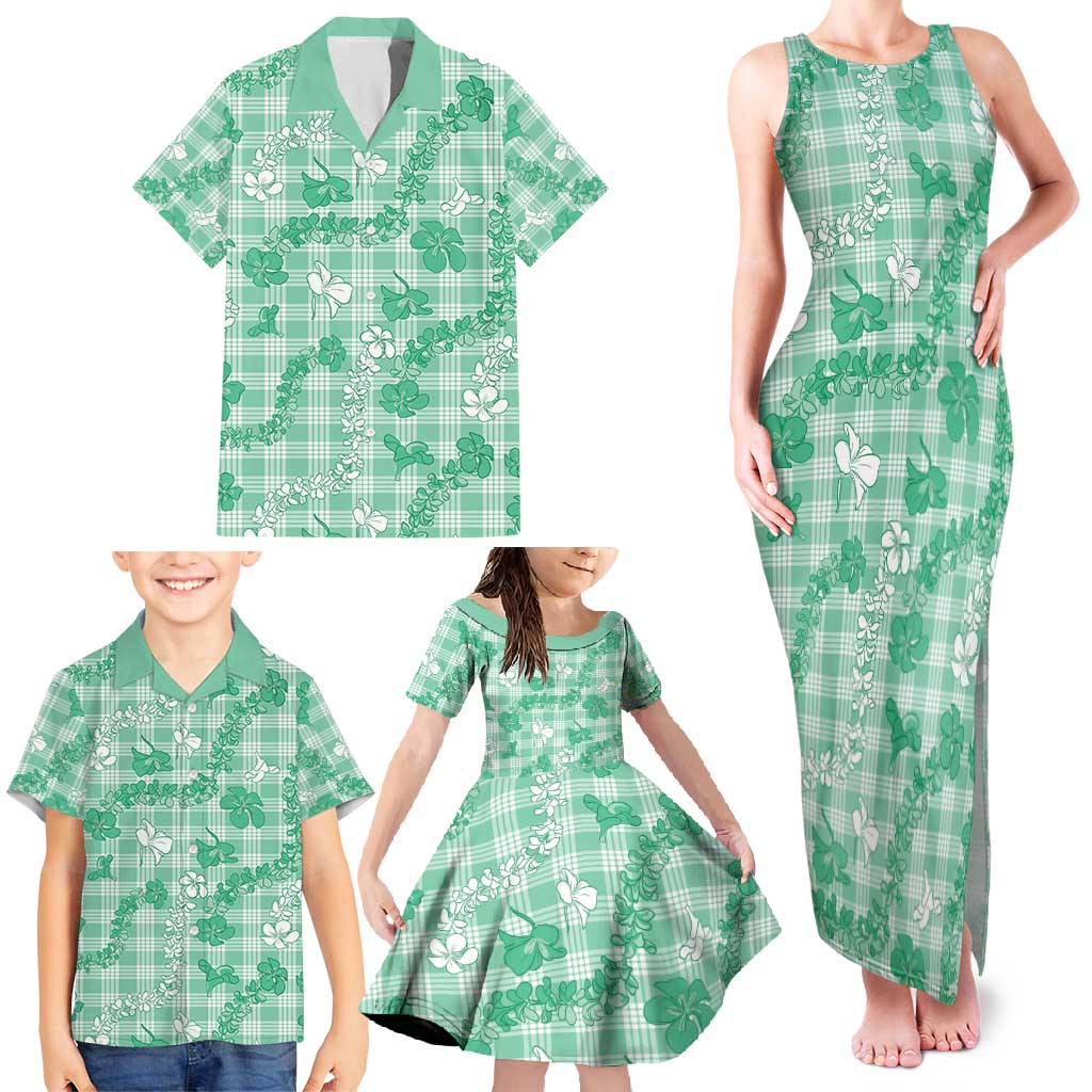 Omaomao Aloha Hawaii Family Matching Tank Maxi Dress and Hawaiian Shirt Plumeria Lei With Palaka Motif LT14 - Polynesian Pride