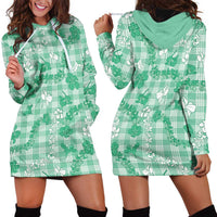 Omaomao Aloha Hawaii Hoodie Dress Plumeria Lei With Palaka Motif - Polynesian Pride